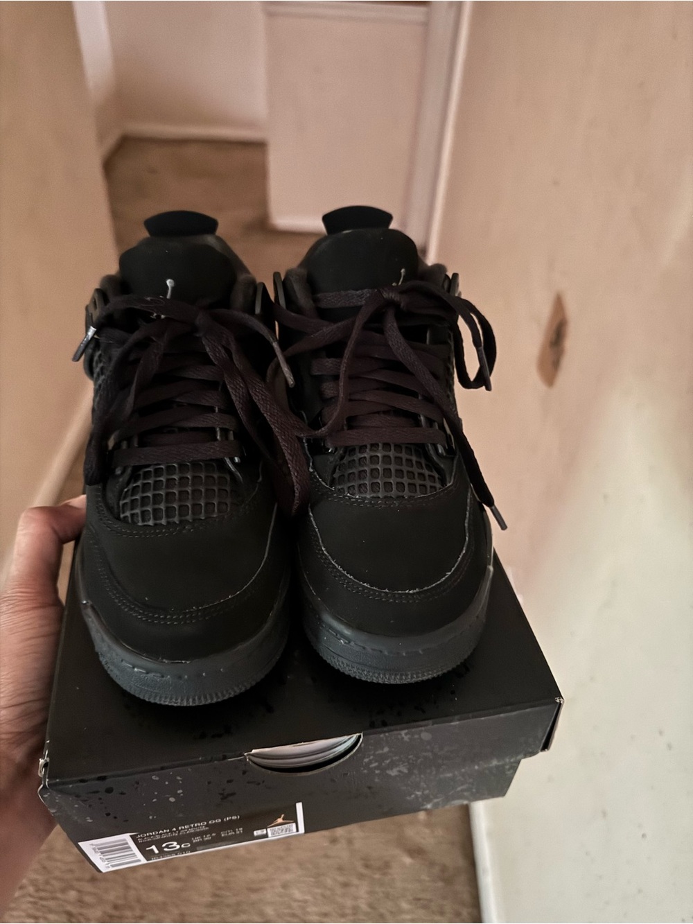 Jordan Kids Black Low-Top Sneakers with Dark Gray Sole